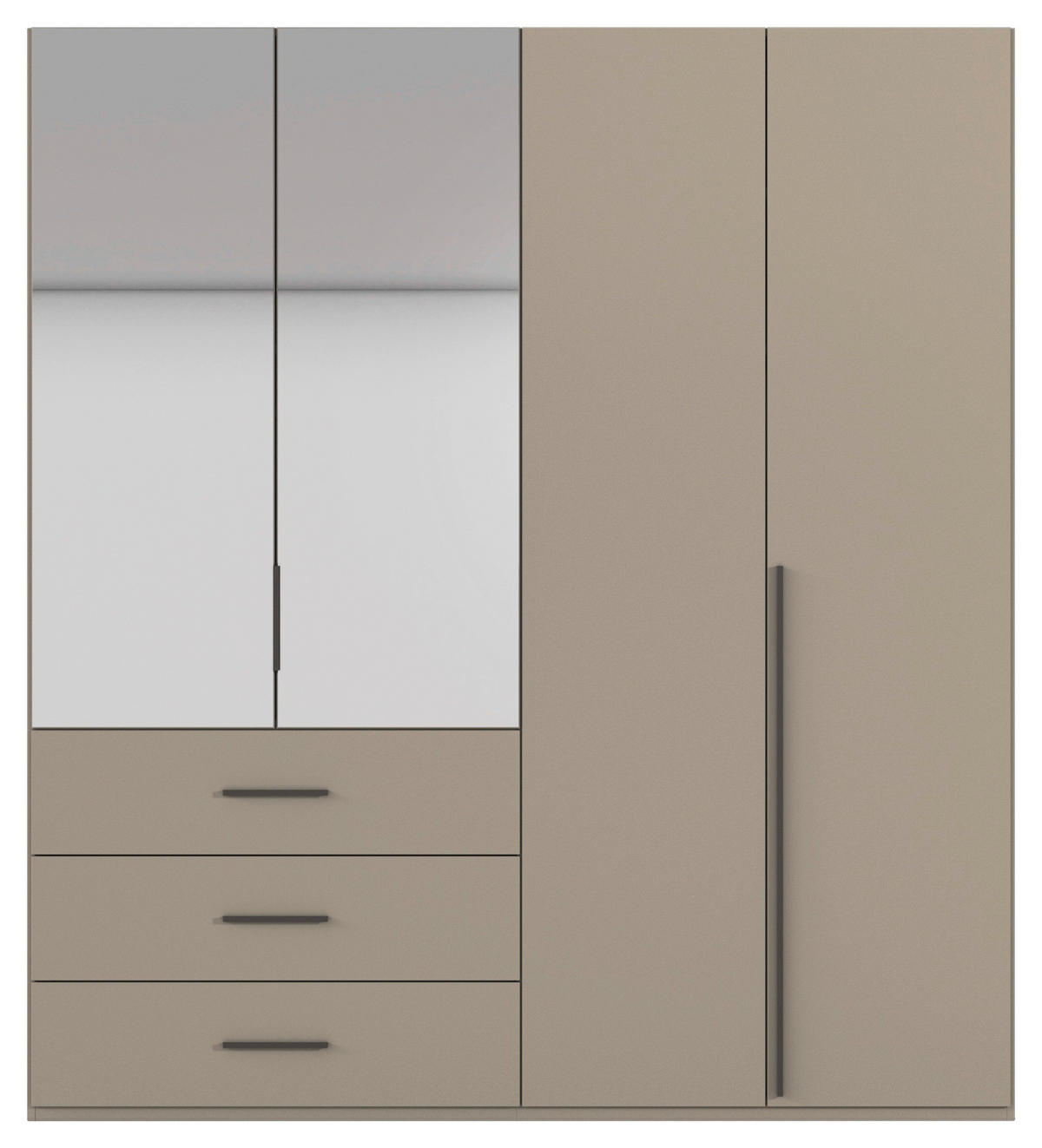 DREHTÜRENSCHRANK 201/223/60 cm,  in Fango, 4-türig  - Fango/Graphitfarben, Design, Glas/Holzwerkstoff (201/223/60cm) - home24