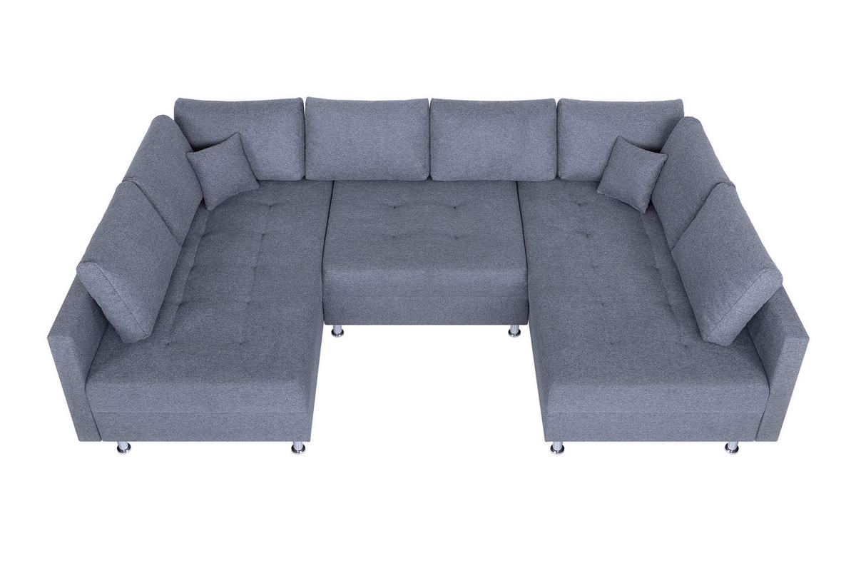 WOHNLANDSCHAFT Grau Webstoff  - Chromfarben/Schwarz, Design, Textil (192/308/192cm) - P & B