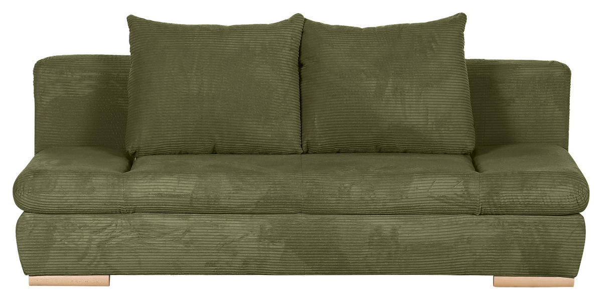 SCHLAFSOFA in Cord Grün  - Naturfarben/Grün, KONVENTIONELL, Holz/Textil (200/75/92cm) - home24