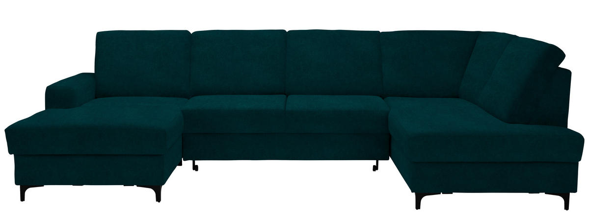 WOHNLANDSCHAFT in Flachgewebe Petrol  - Petrol/Schwarz, Konventionell, Textil/Metall (167/317/185cm) - Stylife