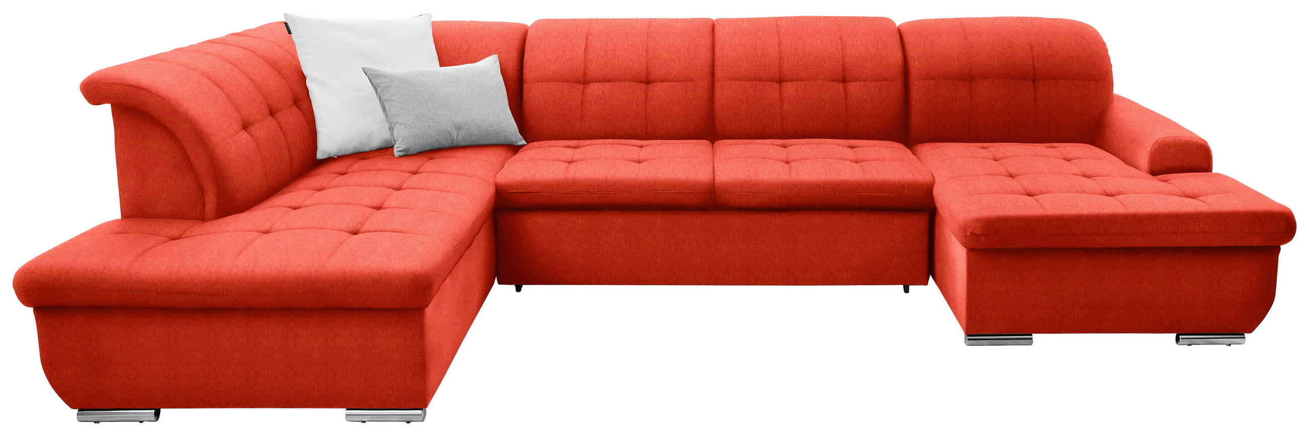 SOFFA i flatväv röd  - röd/silver, Design, metall/textil (208/342/145cm) - Livetastic