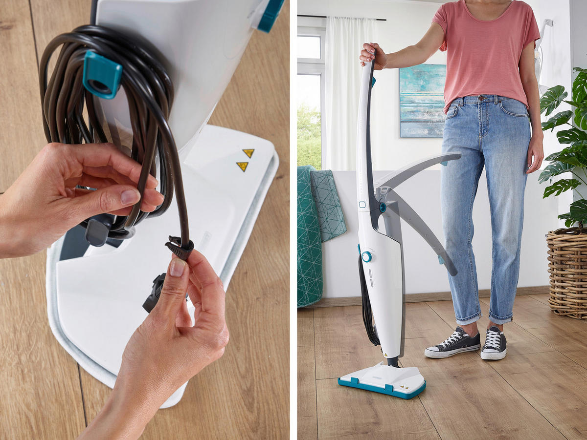 DAMPFREINIGER - Türkis/Weiss, Basics, Kunststoff (120/33/24cm) - Leifheit