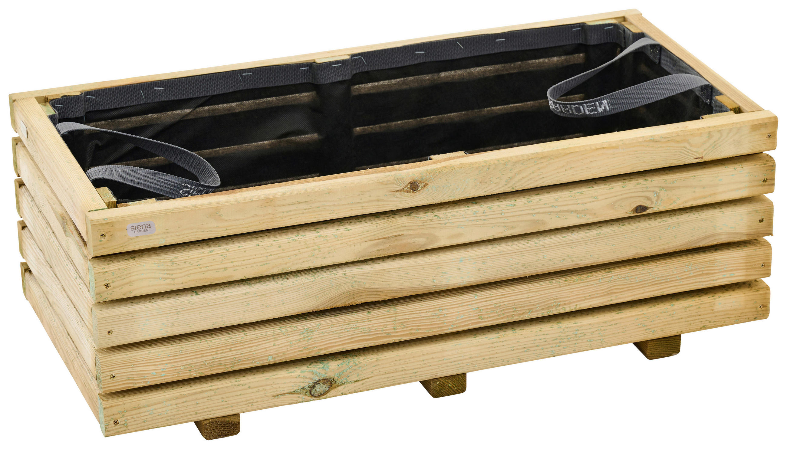 BLUMENKASTEN  - Schwarz/Kieferfarben, Basics, Holz/Textil (100/40/40cm) - Siena Garden