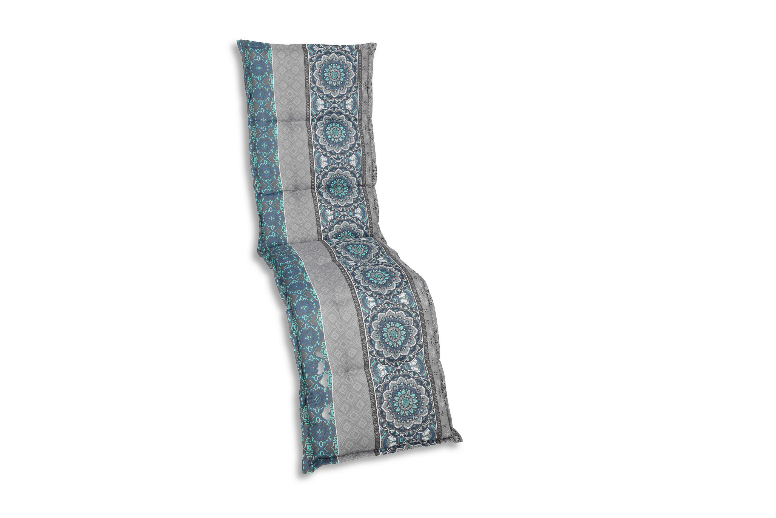 RELAXSESSELAUFLAGE Ornament  - Blau/Hellgrau, Basics, Textil (50/7/170cm)