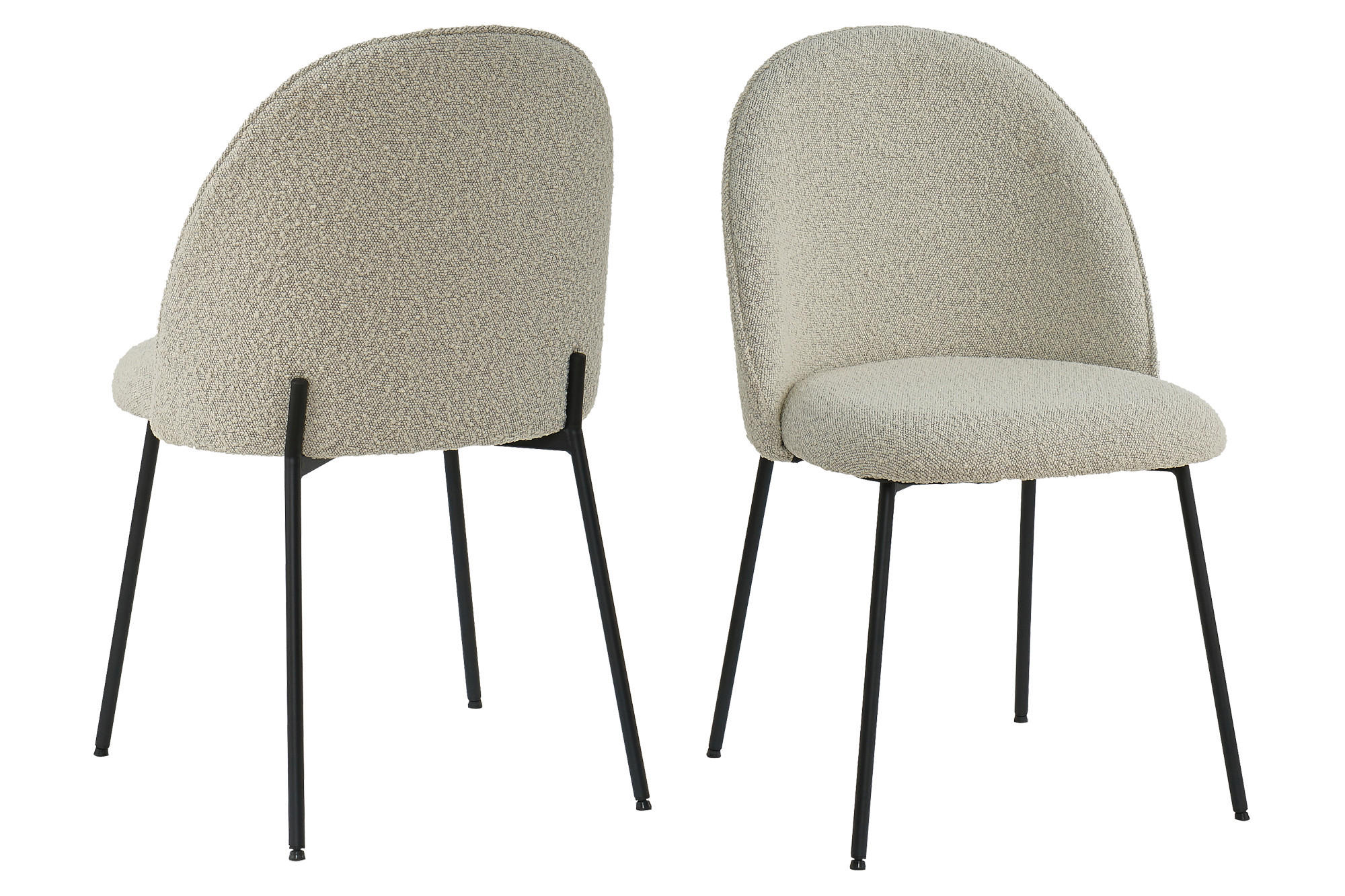 STUHL-SET 2 Stück  in Stahl Bouclé  - Beige/Schwarz, Design, Textil/Metall (49,5/84/47,5cm) - MID.YOU