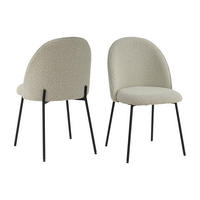 STUHL-SET 2 Stück  in Stahl Bouclé  - Beige/Schwarz, Design, Textil/Metall (49,5/84/47,5cm) - MID.YOU