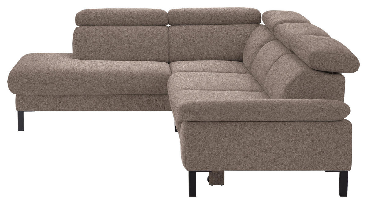 ECKSOFA in Flachgewebe Taupe  - Taupe/Schwarz, Design, Holzwerkstoff/Textil (217/272cm) - Pure Home Comfort