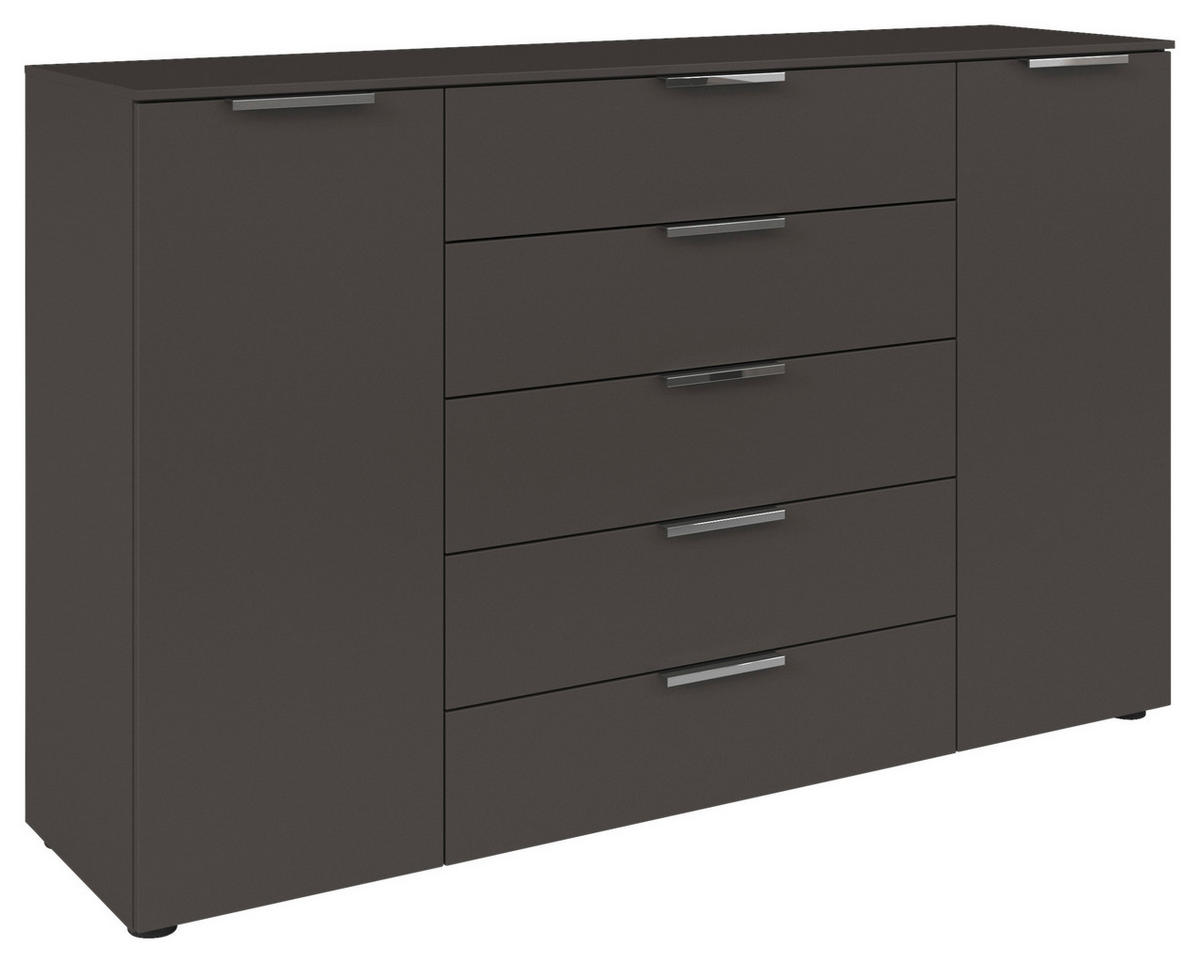 KOMMODE 160/100/42 cm Graphitfarben, Chromfarben  - Chromfarben/Graphitfarben, Modern, Holzwerkstoff/Kunststoff (160/100/42cm) - Rauch Möbel