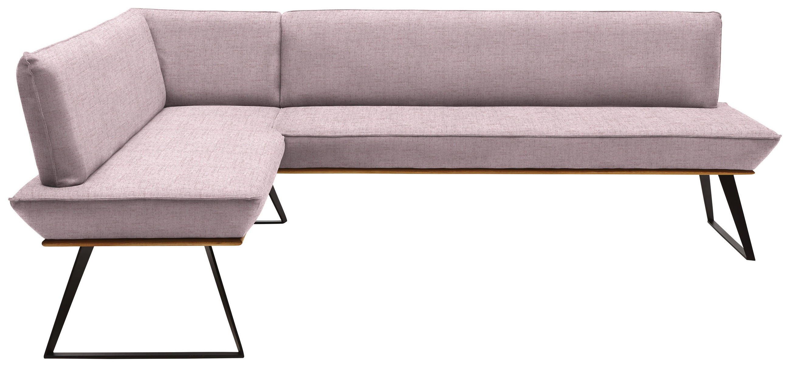ECKBANK 163/243 cm Webstoff Rosa, Schwarz, Eichefarben Eiche massiv Metall   - Eichefarben/Schwarz, Design, Holz/Textil (163/243cm) - Voleo