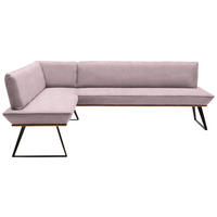 ECKBANK 163/203 cm Webstoff Rosa, Schwarz, Eichefarben Eiche massiv Metall   - Eichefarben/Schwarz, Design, Holz/Textil (163/203cm) - Voleo