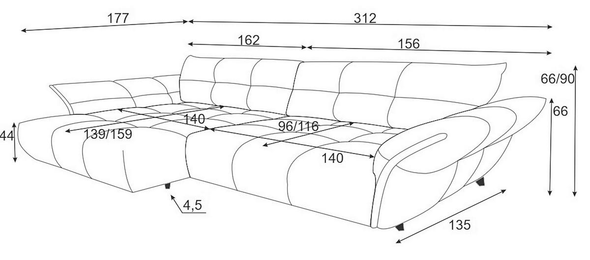 ECKSOFA Chenille Dunkelgelb  - Dunkelgelb/Schwarz, Design, Kunststoff/Textil (177/312cm) - Welnova