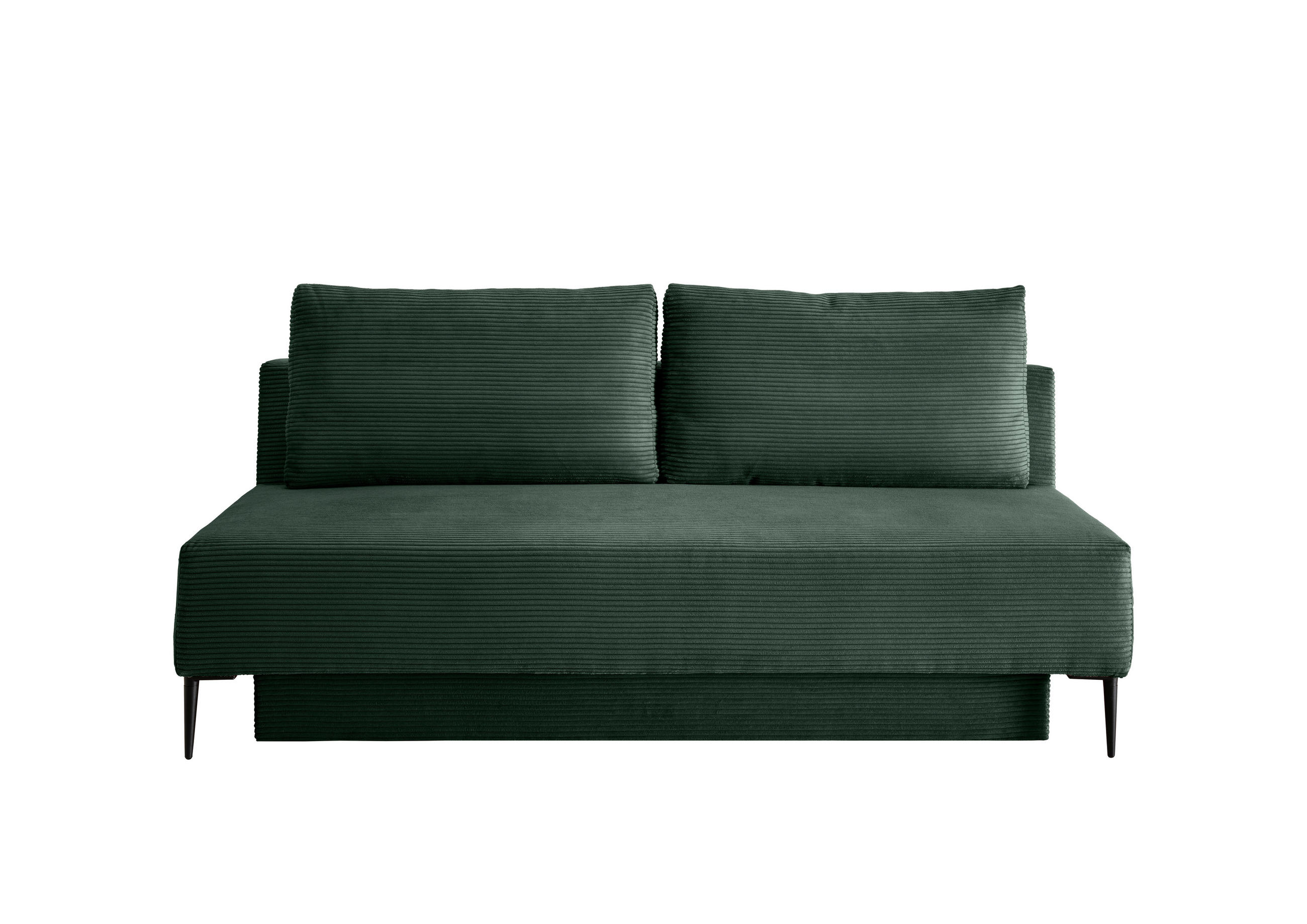 SCHLAFSOFA Cord Dunkelgrün  - Dunkelgrün/Schwarz, MODERN, Textil/Metall (198/90/100cm) - Livetastic
