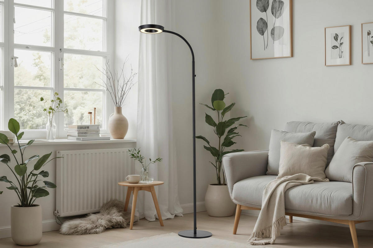 LED-STEHLEUCHTE SMART 14,5/145 cm   - Schwarz, Design, Metall (14,5/145cm) - BOPP