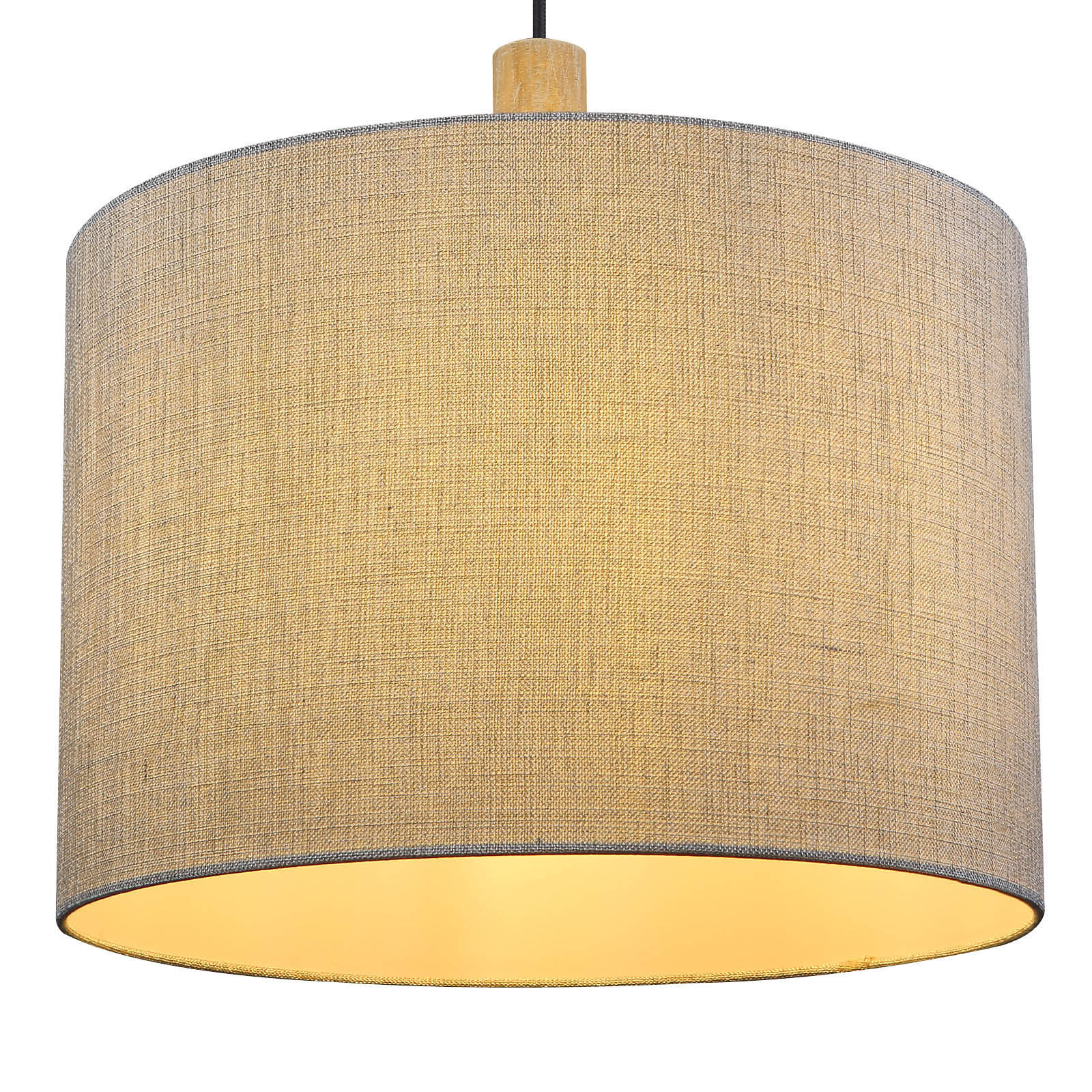 HÄNGELEUCHTE Roger 40/120 cm   - Schwarz/Grau, Natur, Holz/Textil (40/120cm) - Globo