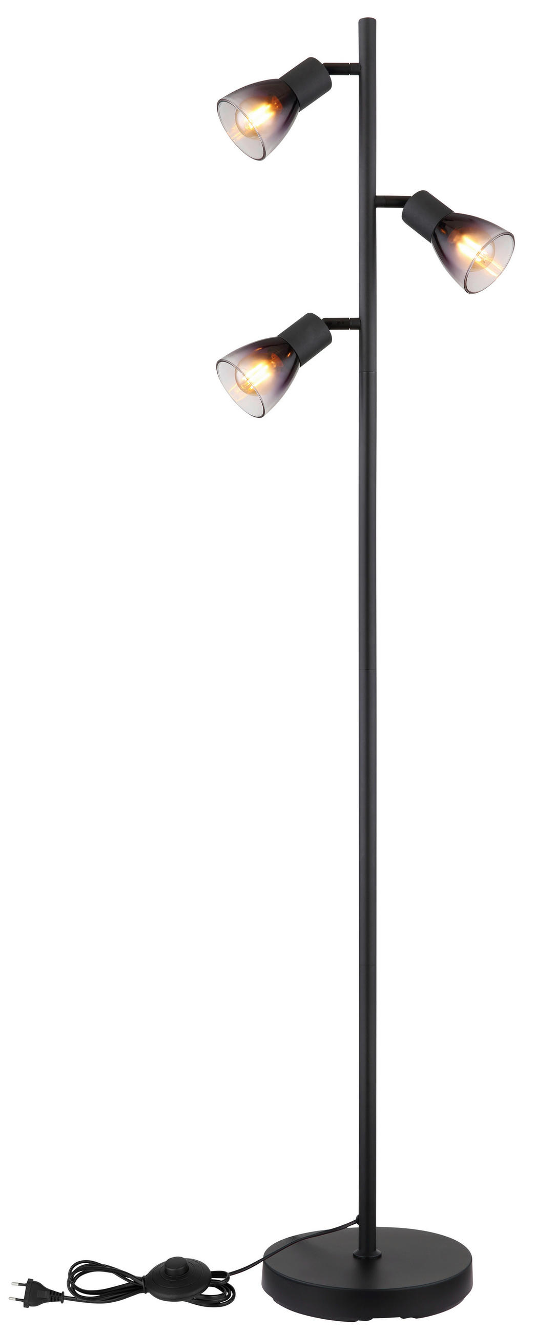 STOJACÍ LAMPA, 30/22/161 cm - černá/čiré, Design, kov/sklo (30/22/161cm) - Globo