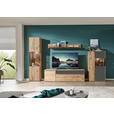 WOHNWAND  in Grau, Eichefarben  330/204/50 cm  - Eichefarben/Silberfarben, Design, Glas/Holz (330/204/50cm) - Waldwelt