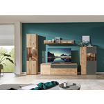 WOHNWAND  in Grau, Eichefarben  330/204/50 cm  - Eichefarben/Silberfarben, Design, Glas/Holz (330/204/50cm) - Waldwelt