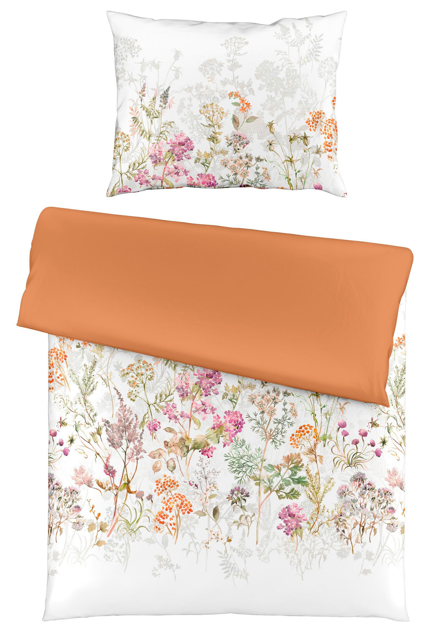 ÁGYNEMŰHUZAT-GARNITÚRA 140/200 cm  - bézs/narancs, Basics, textil (140/200cm) - Fleuresse