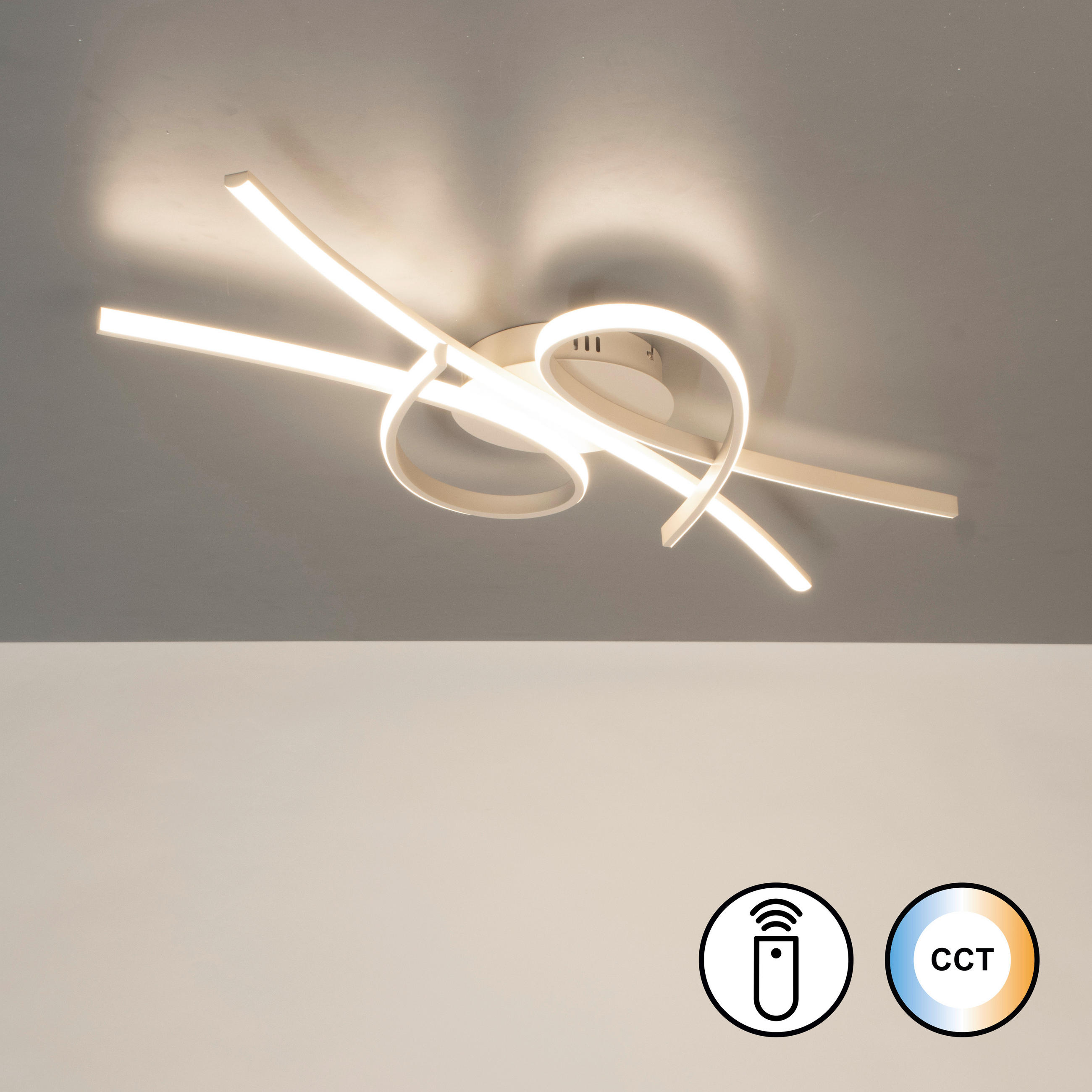 LED-DECKENLEUCHTE Biba 44/100 cm   - Sandfarben, Design, Metall (44/100cm) - Fischer & Honsel