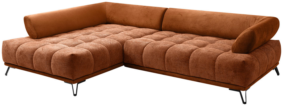 HÖRNSOFFA i chenille kopparfärgad  - svart/kopparfärgad, Modern, metall/textil (184/262cm) - MID.YOU