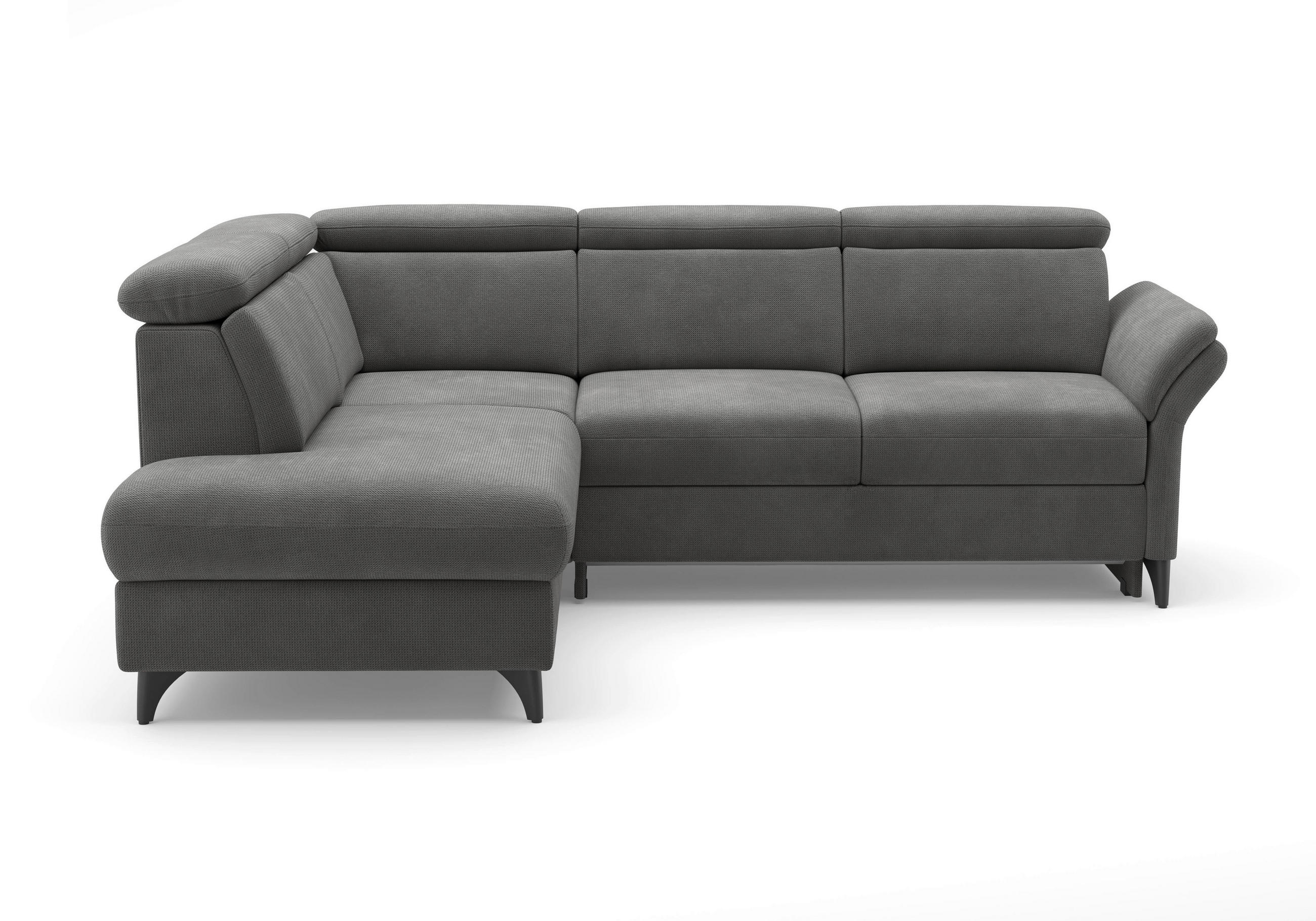 ECKSOFA Flachgewebe Grau  - Schwarz/Grau, Konventionell, Textil/Metall (193/247cm) - Sit & More