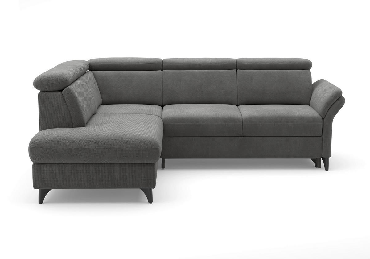 ECKSOFA Flachgewebe Grau  - Schwarz/Grau, Konventionell, Textil/Metall (193/247cm) - Sit & More