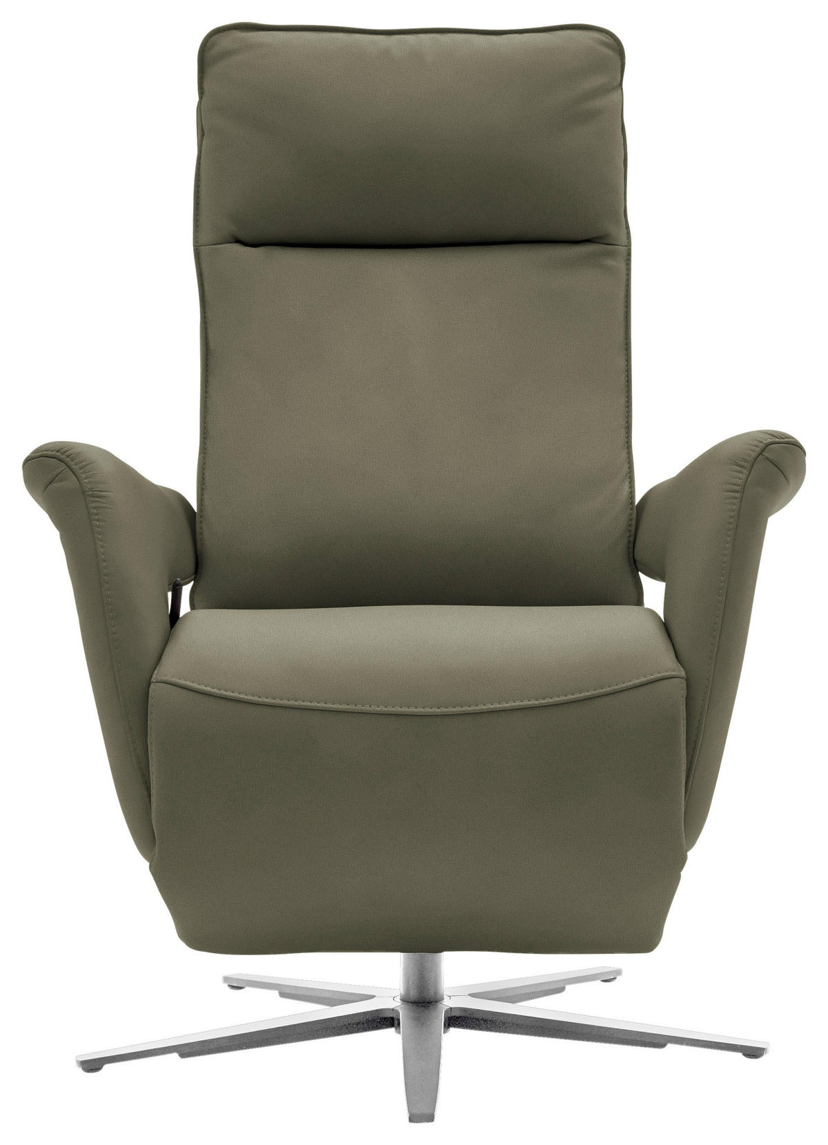 RELAXSESSEL in Leder Grau, Grün  - Edelstahlfarben/Grau, Design, Leder/Metall (79-83/116/87-176cm) - Valdera