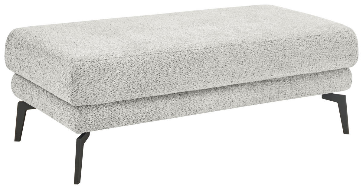 HOCKER Chenille Hellgrau  - Hellgrau/Schwarz, KONVENTIONELL, Textil/Metall (130/44/68cm) - SetOne by Musterring