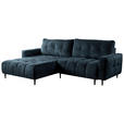 ECKSOFA Blau Chenille  - Blau/Schwarz, KONVENTIONELL, Holz/Textil (180/266cm) - Carryhome