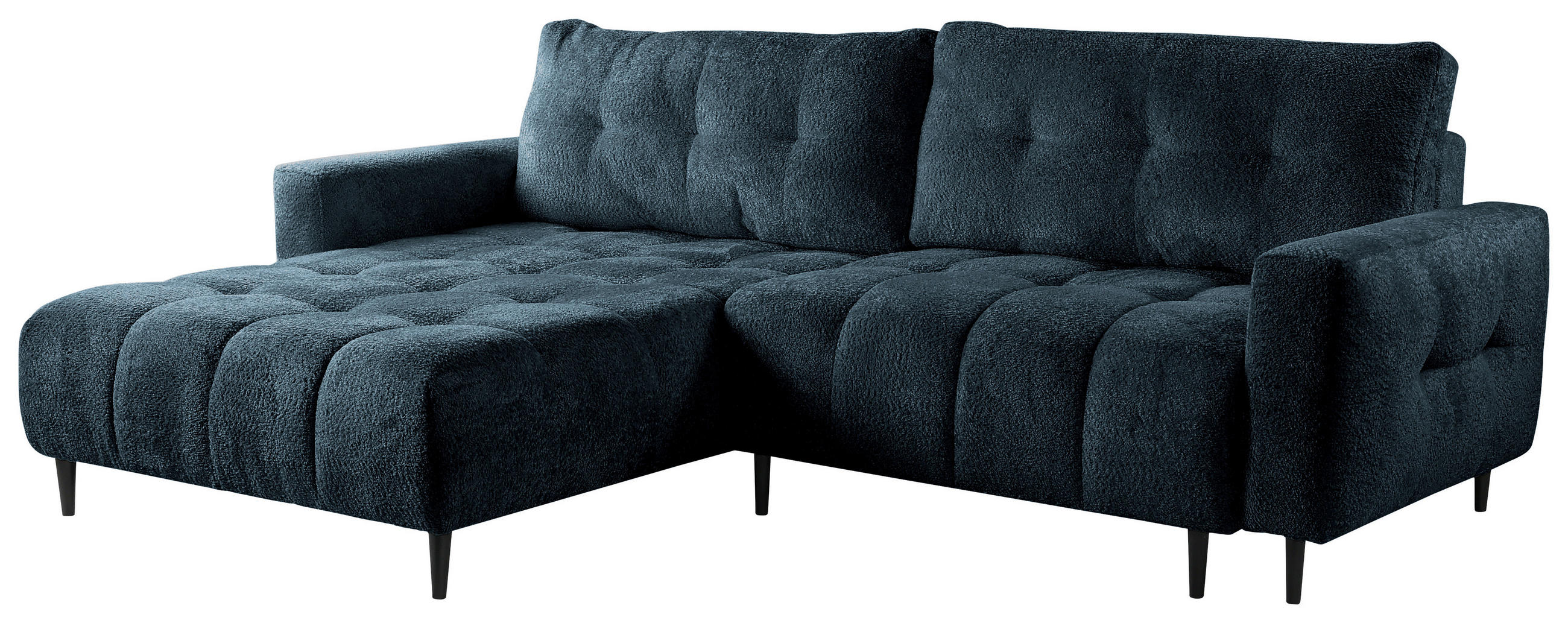 ECKSOFA in Chenille Blau  - Blau/Schwarz, Konventionell, Holz/Textil (180/266cm) - MID.YOU