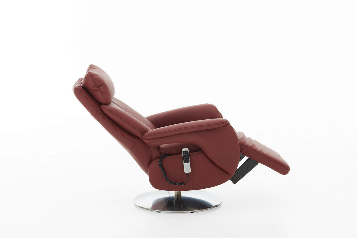 RELAXSESSEL in Leder Rot  - Edelstahlfarben/Rot, Design, Leder/Metall (78/113/81cm) - Cantus