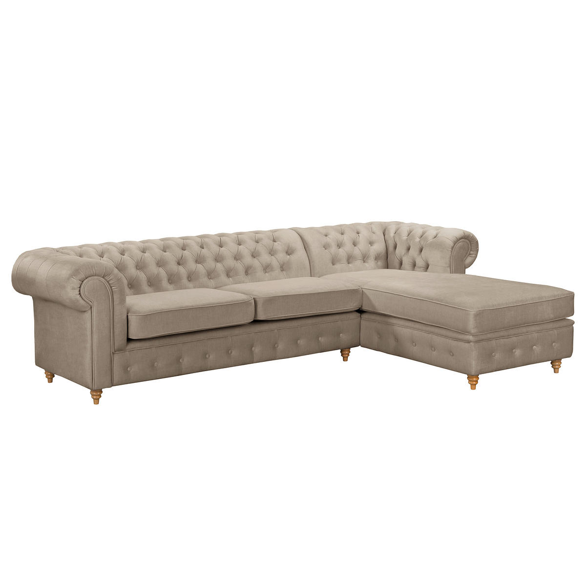 ECKSOFA Laura in Mikrofaser Taupe  284/182 cm  - Taupe/Braun, Design, Holz/Textil (284/182cm) - P & B