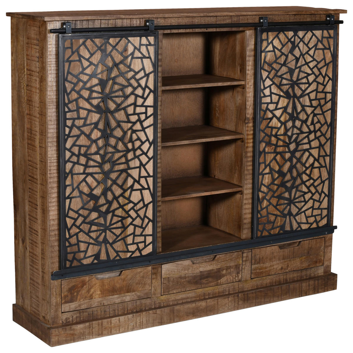 COMODĂ ÎNALTĂ 160/140/40 cm  - antracit/culoare natur, Natur, metal/lemn (160/140/40cm) - MID.YOU