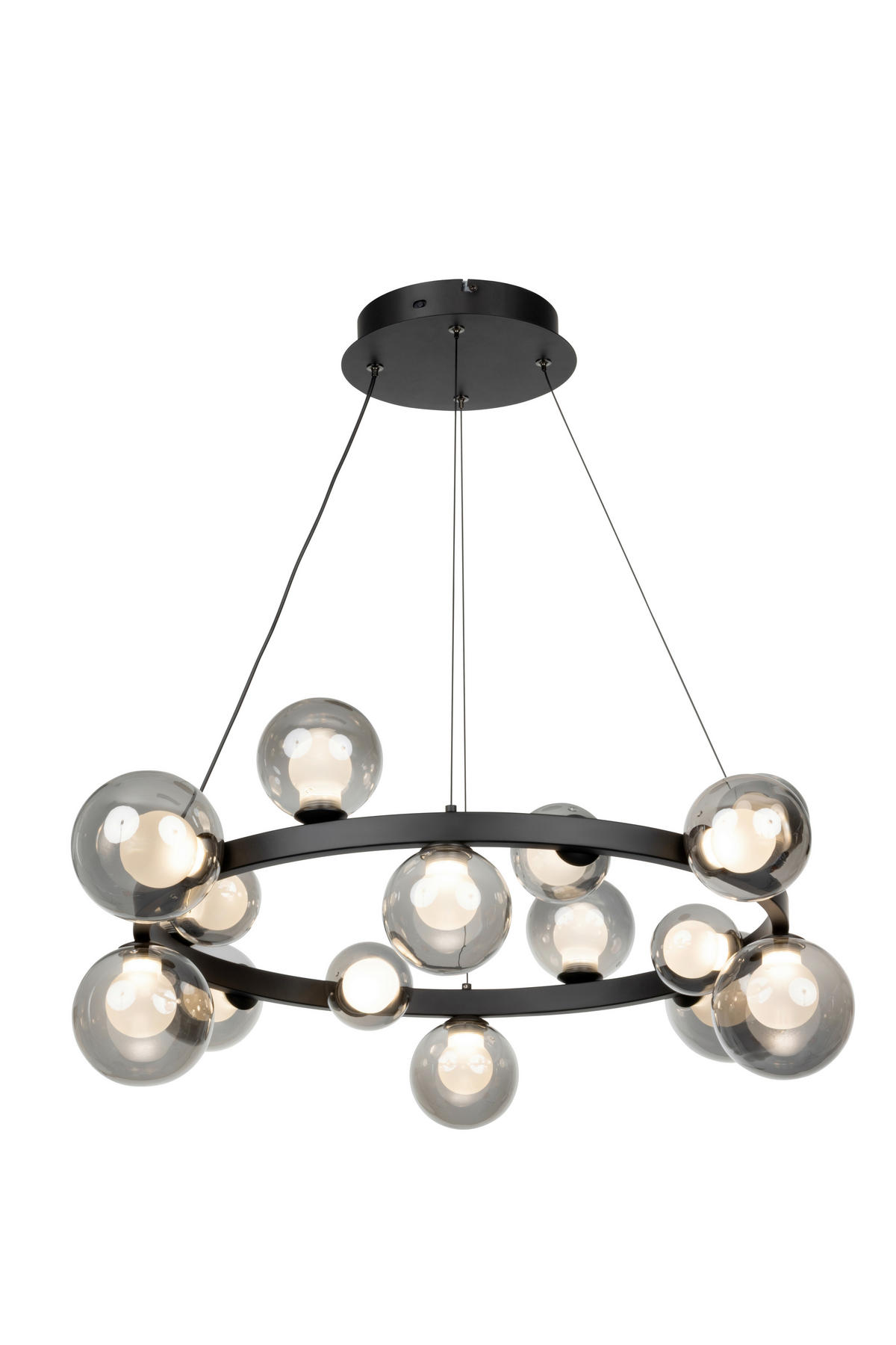 ZÁVESNÉ LED SVIETIDLO, 79,5/150 cm  - čiernohnedá, Design, kov/sklo (79,5/150cm) - Dieter Knoll