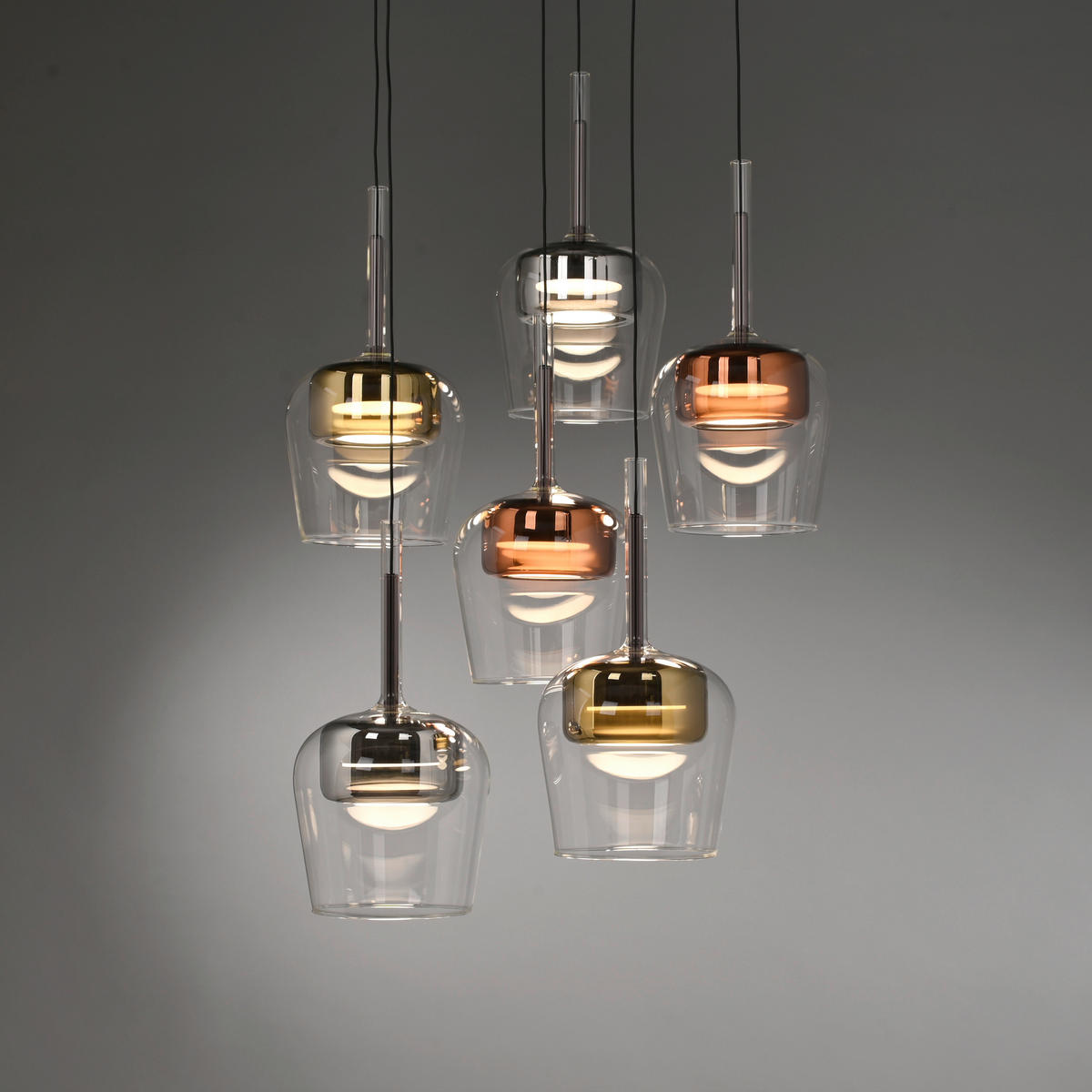 LED-HÄNGELEUCHTE 50/50/200 cm    - Silberfarben/Goldfarben, Design, Glas/Kunststoff (50/50/200cm)