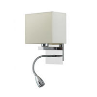 LED-WANDLEUCHTE 17/15/44 cm   - Chromfarben/Weiß, KONVENTIONELL, Textil/Metall (17/15/44cm)
