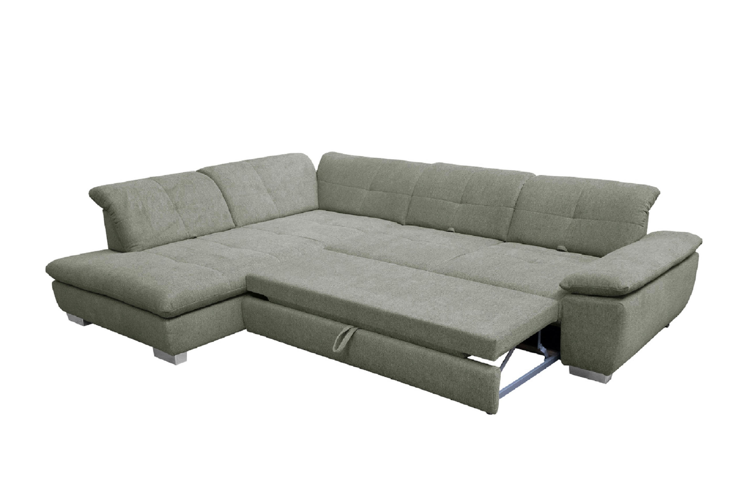 SAROKGARNITÚRA textil zöld  - krómszínű/zöld, Basics, műanyag/textil (242/313cm) - Xora