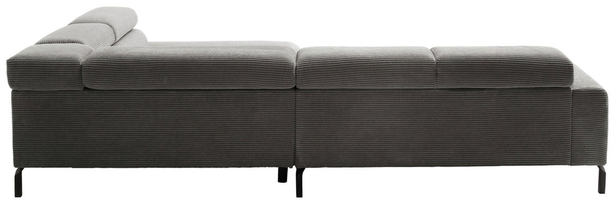 ECKSOFA inkl. Funktion in Cord Dunkelgrau  - Dunkelgrau/Schwarz, Modern, Textil/Metall (309/219cm) - Pure Home Lifestyle