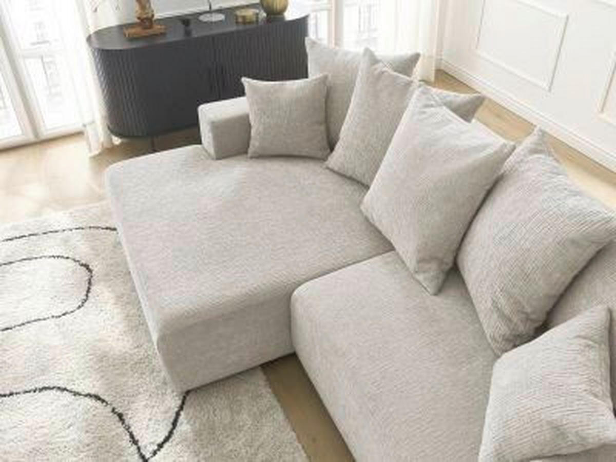 ECKSOFA Ottomane links  ATILLA Beige Struktur  - Beige/Schwarz, MODERN, Kunststoff/Textil (149/244cm)