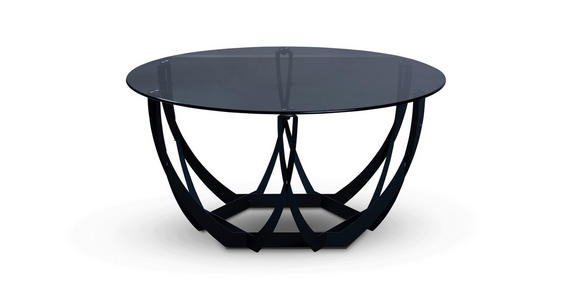COUCHTISCH Sicherheitsglas 80/80/40 cm rund Grau, Schwarz  - Schwarz/Grau, Basics, Glas/Metall (80/80/40cm) - Xora