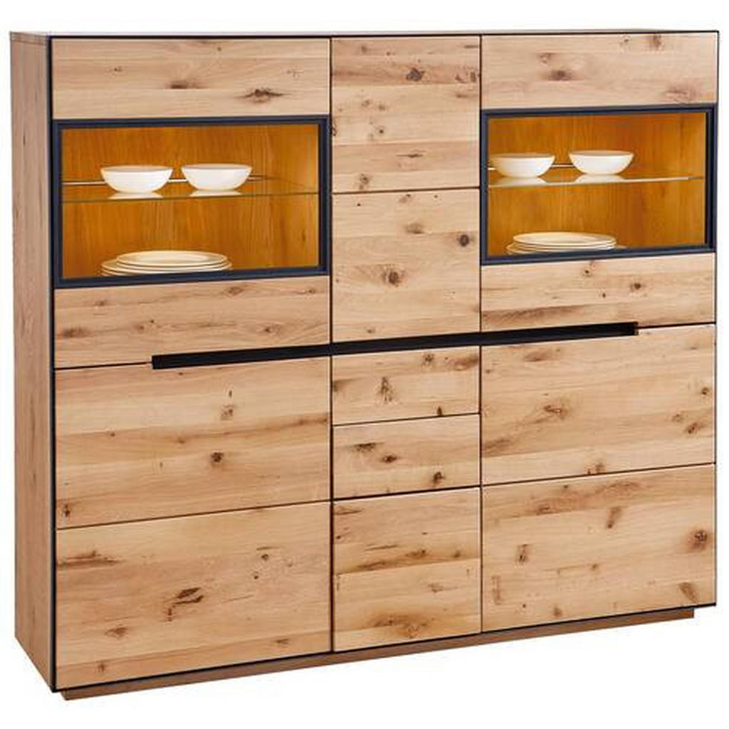 Thumbnail - Linea Natura Highboard, Eiche, Metall, Wildeiche,Wildeiche,Wildeiche,Wildeiche, furniert,furniert, massiv, teilmassiv,fu...