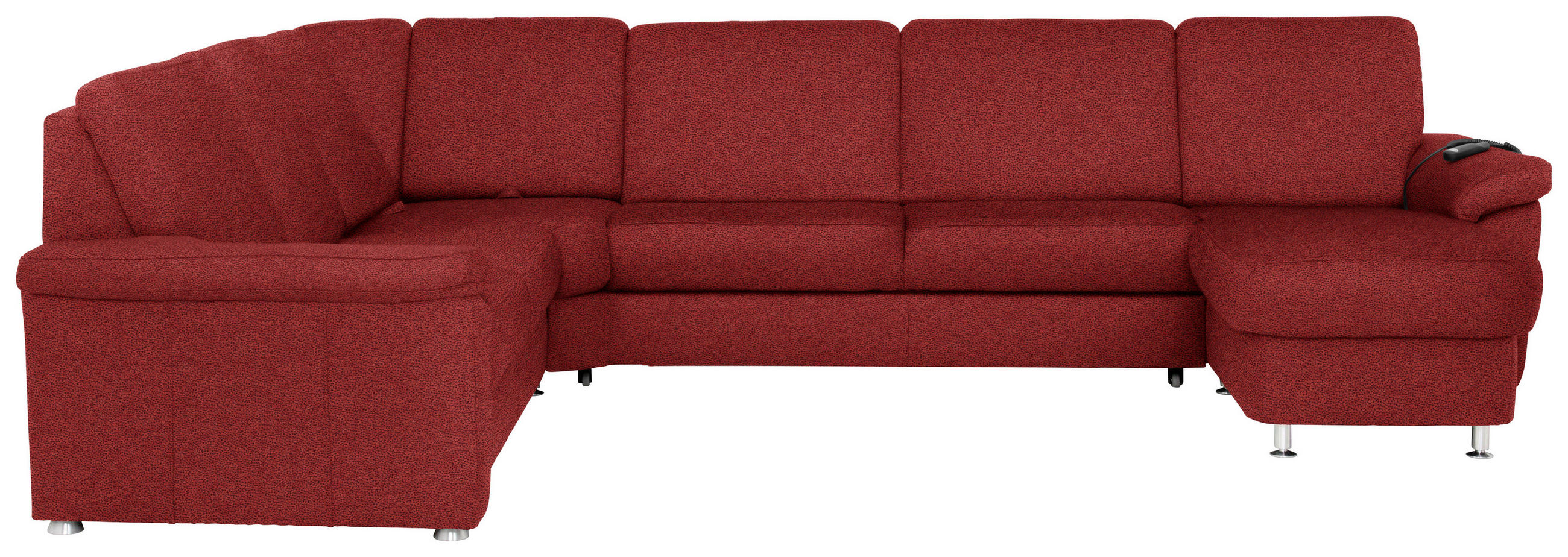 WOHNLANDSCHAFT in Flachgewebe Rot  - Chromfarben/Rot, Konventionell, Textil/Metall (240/330/163cm) - Beldomo System