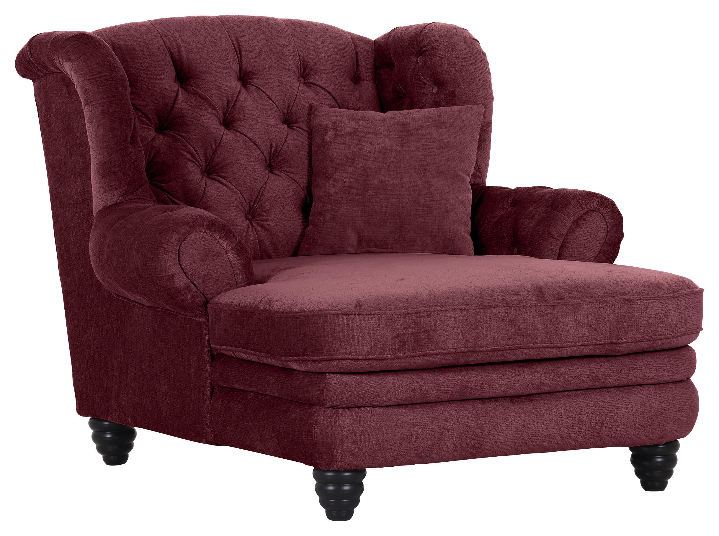 XXL-SESSEL Chenille Bordeaux    - Bordeaux/Schwarz, Design, Holz/Textil (127/106/149cm) - Landscape