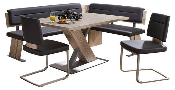 ECKBANKGRUPPE in Metall, Textil, Holzwerkstoff Eichefarben, Dunkelgrau - Eichefarben/Dunkelgrau, KONVENTIONELL, Holzwerkstoff/Textil (155/205cm) - Cantus