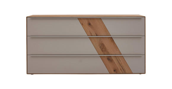 SIDEBOARD Buche massiv geölt Schlammfarben, Buchefarben - Schlammfarben/Edelstahlfarben, Design, Glas/Holz (182/90/47cm) - Valnatura