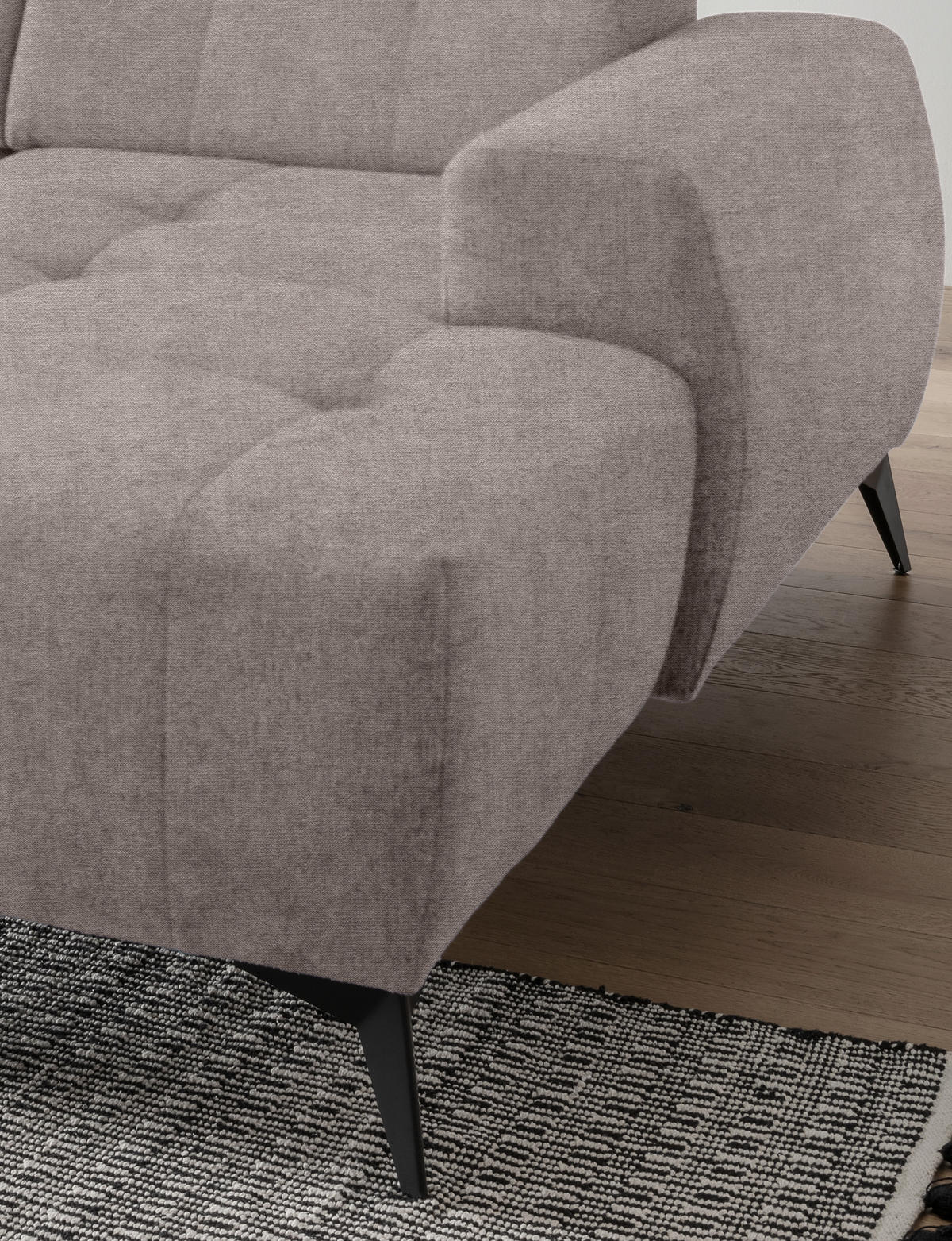 WOHNLANDSCHAFT in Mikrofaser Taupe  - Taupe/Schwarz, Modern, Textil/Metall (200/337/180cm) - Livetastic