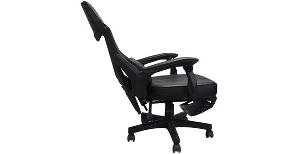 GAMINGSTUHL  in Lederlook, Netzbespannung Schwarz  - Schwarz, MODERN, Kunststoff/Textil (59/107-117/58cm) - Carryhome