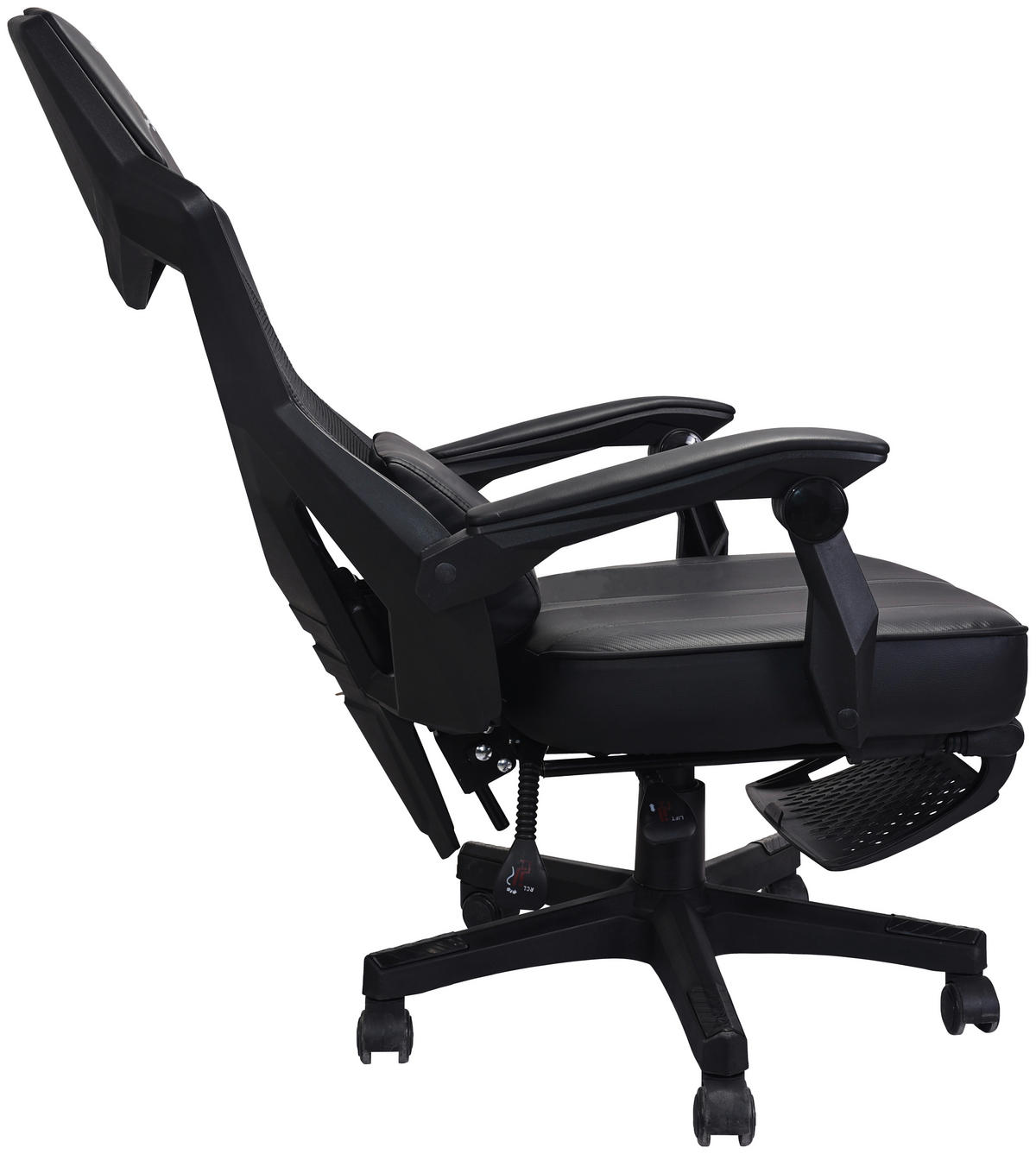GAMINGSTUHL  in Lederlook, Netzbespannung Schwarz  - Schwarz, MODERN, Kunststoff/Textil (59/107-117/58cm) - Carryhome