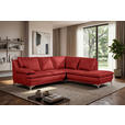 ECKSOFA Rot Echtleder  - Chromfarben/Rot, Design, Leder/Metall (242/224cm) - Novel