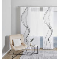FLÄCHENVORHANG  3 Stück  halbtransparent   60/245 cm  - Weiß/Grau, Design, Textil (60/245cm) - Novel